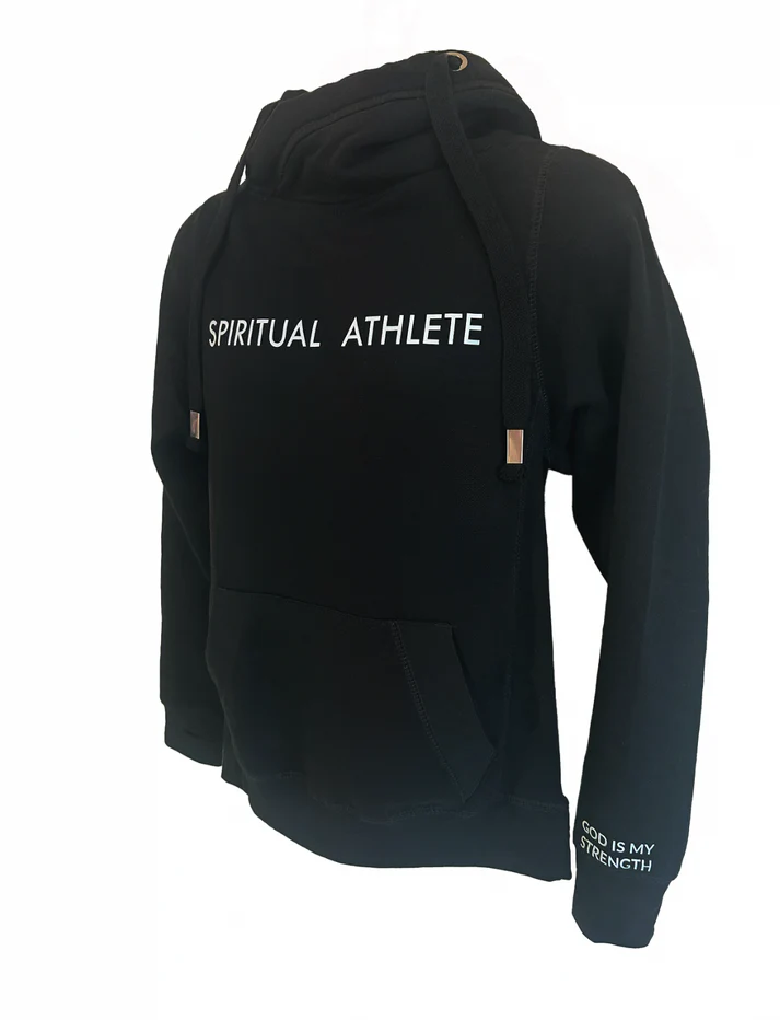 Cross Neck Hoodie — Black